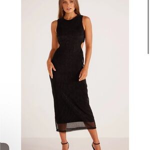 MINKPINK BLACK ASTRID CUT OUT MIDI DRESS